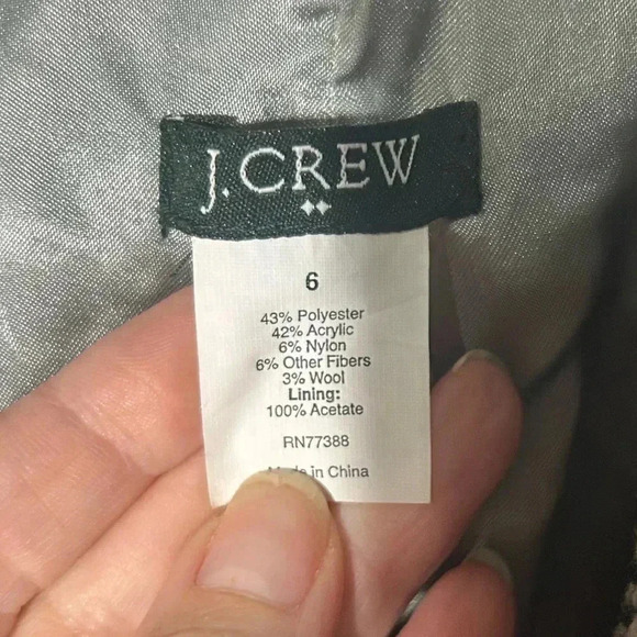 J. Crew Black White Tweed Herringbone Blazer Fully Lined Size 6 - Picture 5 of 9